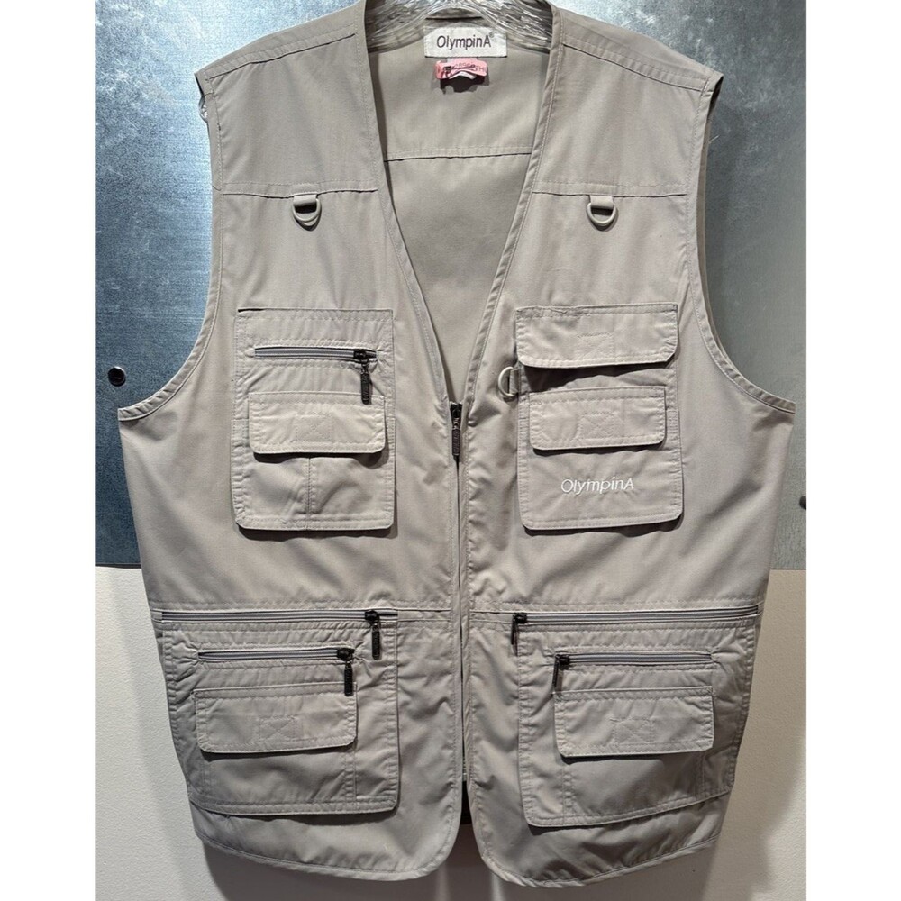 Vest Fishing Photography Hunting 16 Storage Pockets Beige Khaki XLarge OlympinA